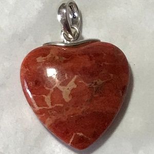 Studio Barse Red Jasper Sterling SS Heart Pendant